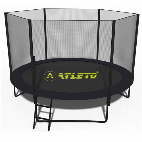 Батут з сіткою та драбинкою 252 см Atleto Black + подарунок м'ячик