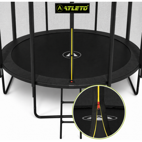 Батут з сіткою та драбинкою 374 см Atleto Black + подарунок м'ячик