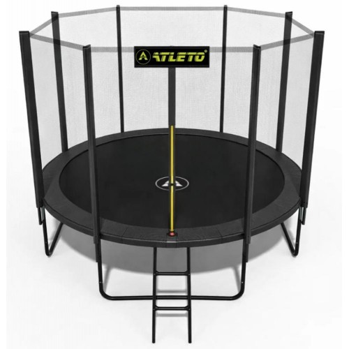 Батут з сіткою та драбинкою 374 см Atleto Black + подарунок м'ячик
