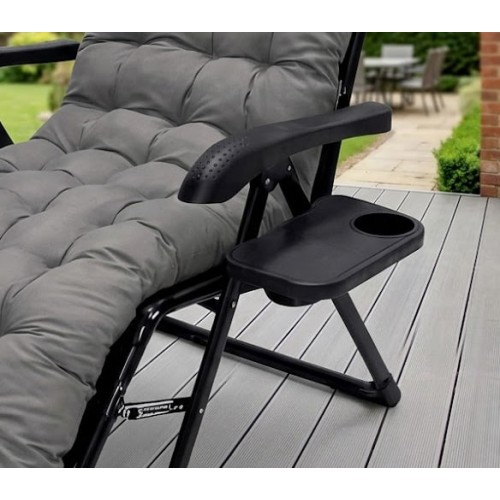 Шезлонг лежак с подушкой и подстаканником Bonro B-06 серый 120 кг