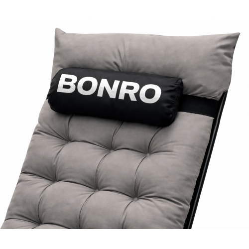 Шезлонг лежак с подушкой и подстаканником Bonro B-06 серый 120 кг