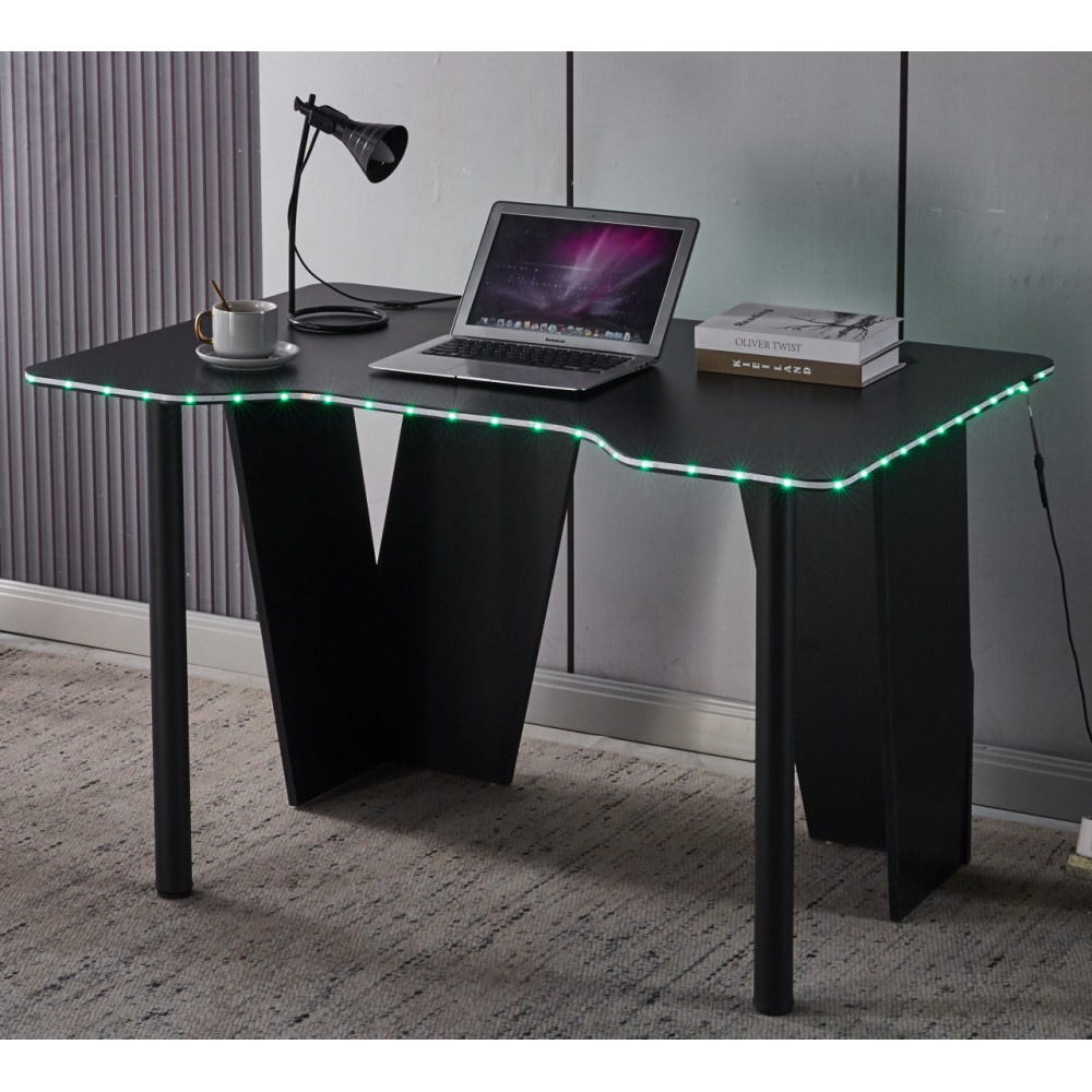 Геймерский игровой компьютерный стол с подсветкой 120 см Bonro B-13 черный RGB LED