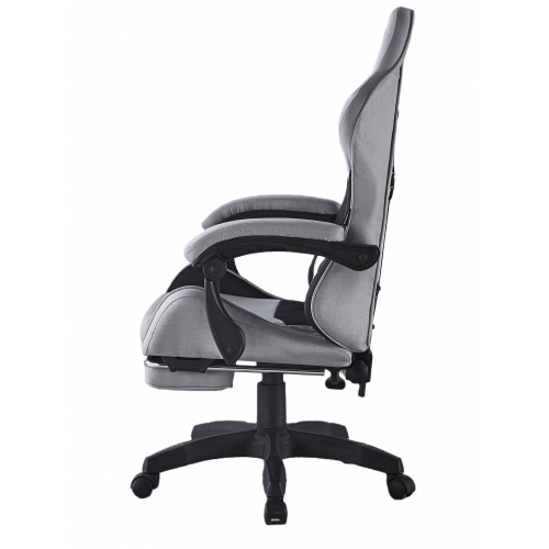 Кресло геймерское из ткани Bonro B-145 черно-серое с подставкой для ног
