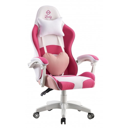 Кресло геймерское Bonro Lady 807 розово-белое