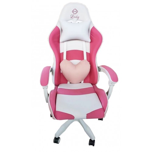 Кресло геймерское Bonro Lady 807 розово-белое