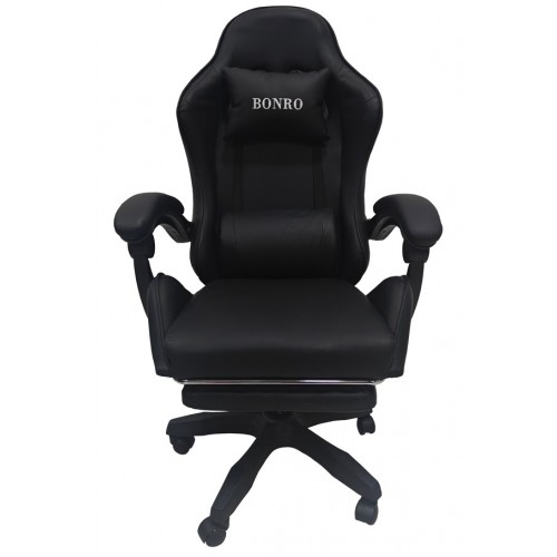 Кресло геймерское Bonro B-945 черное с подставкой для ног