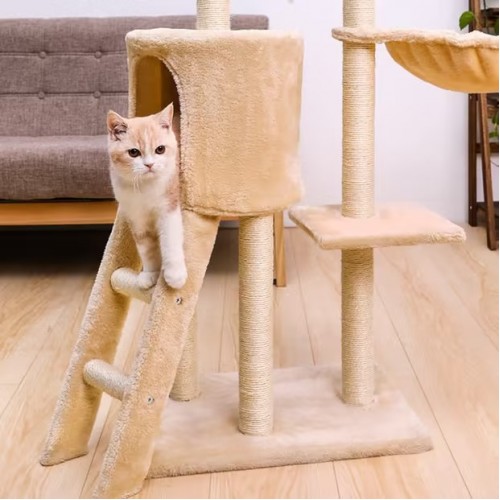 Игровой комплекс-дряпалка для кошек 138 см Bonro B-40 бежевый