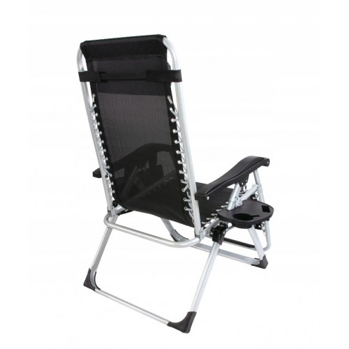 Шезлонг лежак Bonro BG-006 черный + карман