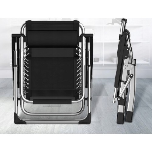 Шезлонг лежак Bonro BG-006 черный + карман