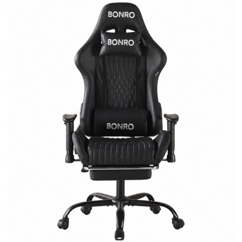 Геймерское кресло с подставкой для ног Bonro 1002G-1 черное