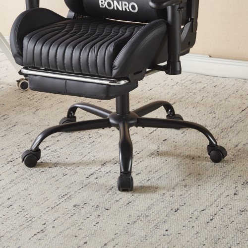 Геймерское кресло с подставкой для ног Bonro 1002G-1 черное