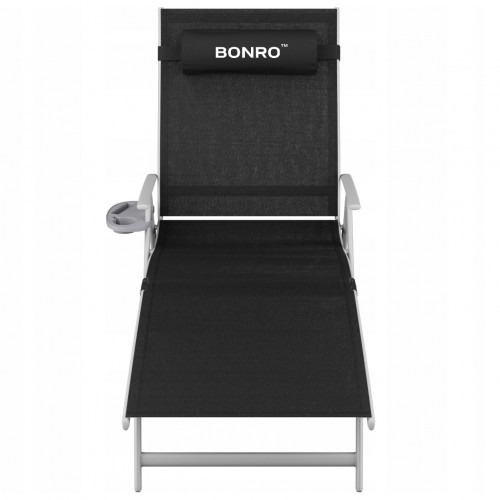 Садовый лежак шезлонг с алюминиевой рамой Bonro BG-008 черный