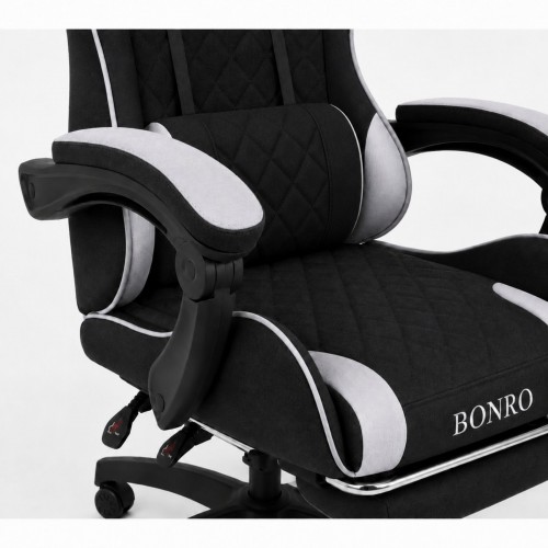 Компьютерное кресло из ткани Bonro Core B-702 с подставкой для ног черно-серое