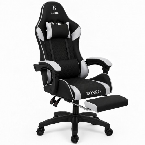 Компьютерное кресло из ткани Bonro Core B-702 с подставкой для ног черно-серое