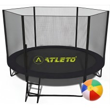 Батут з сіткою та драбинкою 252 см Atleto Black + подарунок м'ячик Батут з сіткою та драбинкою 252 см Atleto Black + подарунок м'ячик