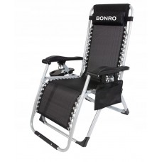 Шезлонг лежак Bonro BG-006 черный + карман