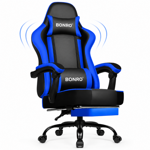 Крісло офісне з підставкою для ніг Bonro B-059 синє