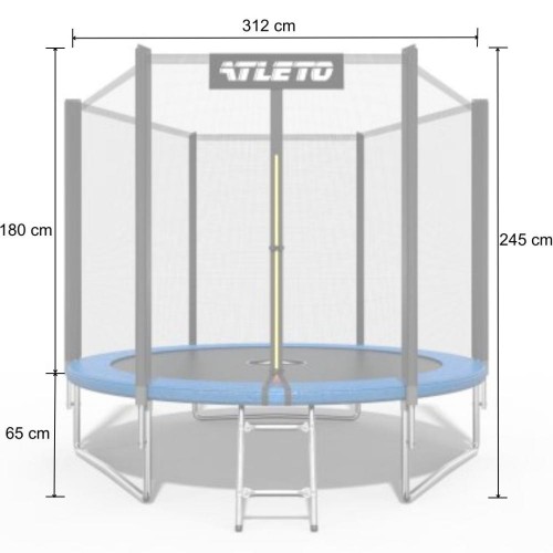 Батут дитячий з сіткою та драбинкою 312 см Atleto + подарунок м'ячик