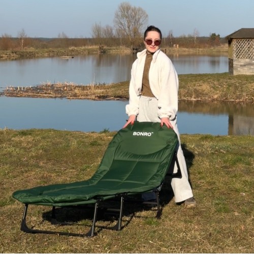 Шезлонг лежак кровать раскладная Bonro B2002-4 темно-зеленый