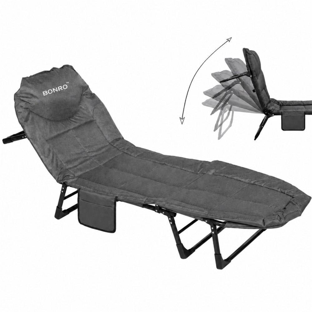 Шезлонг лежак кровать раскладная Bonro B2002-4 темно-серый