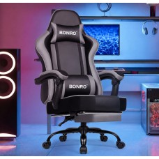 Крісло офісне з підставкою для ніг Bonro B-059 сіре