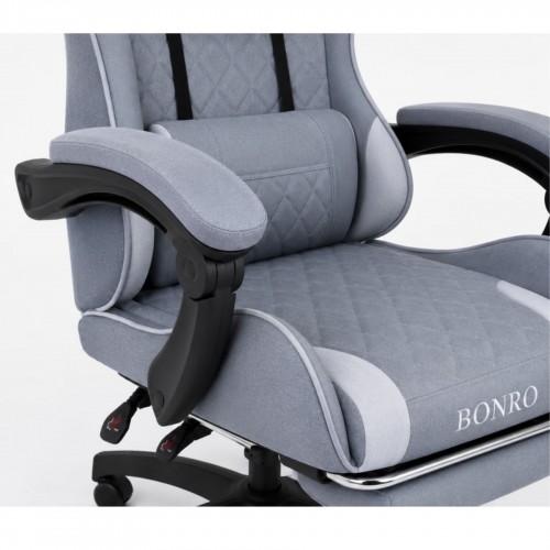 Компьютерное кресло из ткани Bonro Core B-702 с подставкой для ног серое