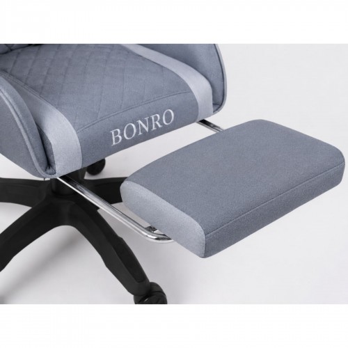 Компьютерное кресло из ткани Bonro Core B-702 с подставкой для ног серое