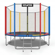 Батут Atleto 404 см з сіткою та драбинкою multikolor