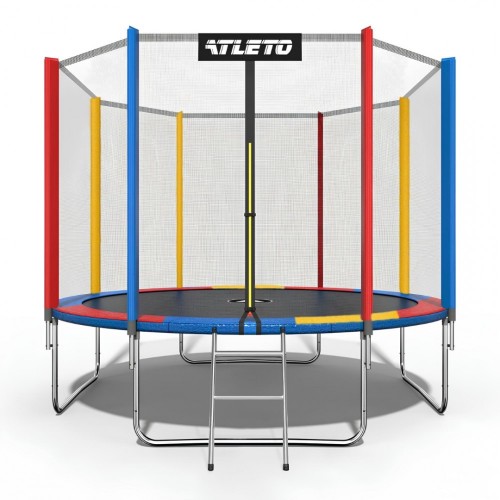 Батут Atleto 374 см з сіткою та драбинкою multikolor
