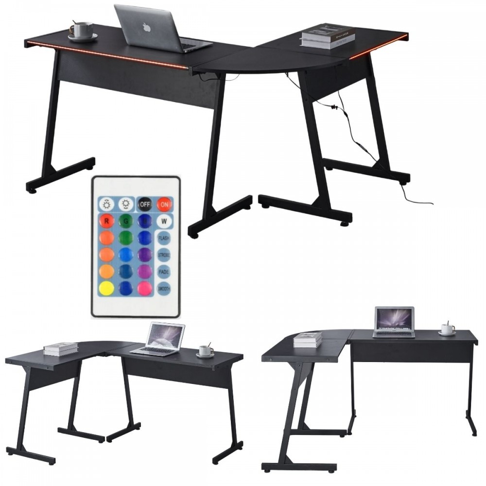 Геймерский игровой компьютерный стол с подсветкой 15 мм Bonro B-09 черный RGB LED Геймерский игровой компьютерный стол с подсветкой 15 мм Bonro B-09 черный RGB LED
