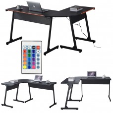 Геймерский игровой компьютерный стол с подсветкой 15 мм Bonro B-09 черный RGB LED