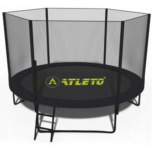 Батут з сіткою та драбинкою 312 см Atleto Black + подарунок м'ячик