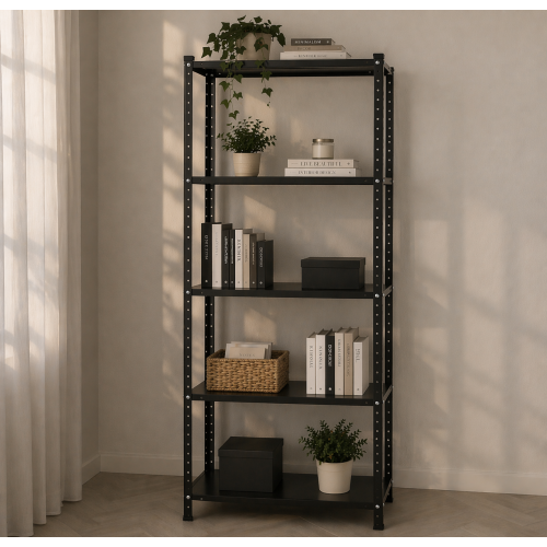Стеллаж металлический 170х75х30 см Siker P7530 черный 5 полок