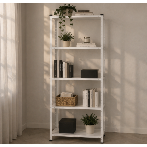 Стеллаж металлический 170х75х30 см Siker P7530 белый 5 полок