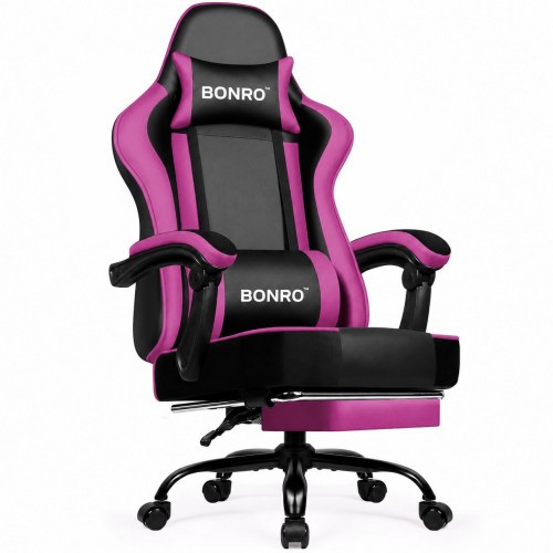Крісло офісне з підставкою для ніг Bonro B-059 фіолетове
