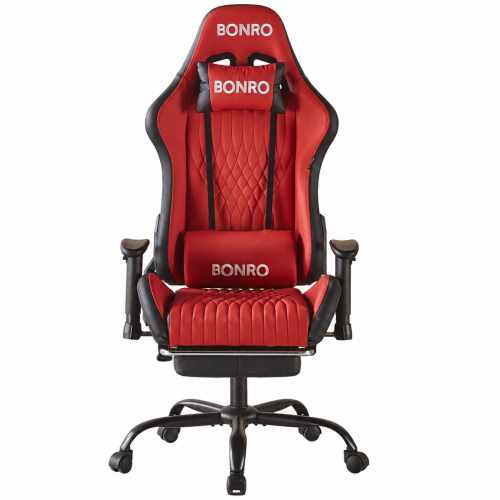 Геймерское кресло с подставкой для ног Bonro 1002G-1 красное