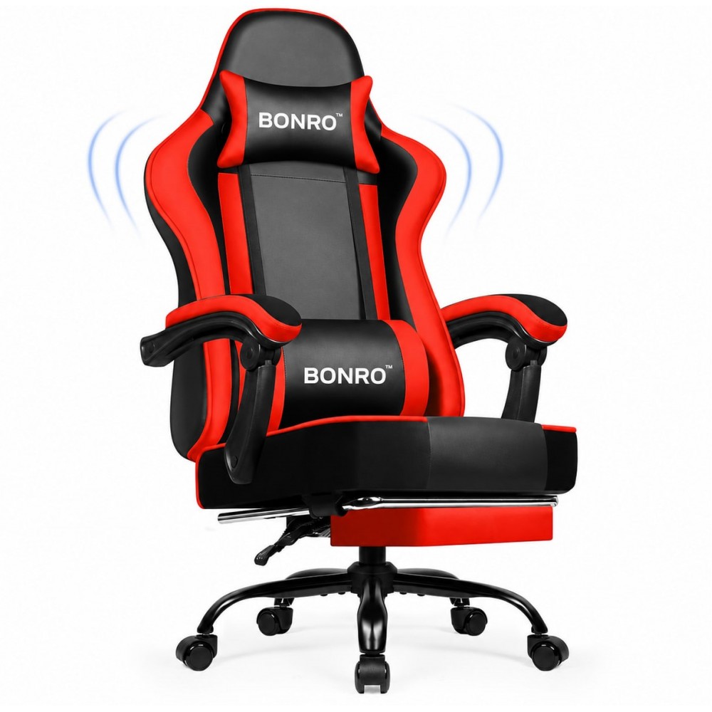Крісло офісне з підставкою для ніг Bonro B-059 червоне Крісло офісне з підставкою для ніг Bonro B-059 червоне