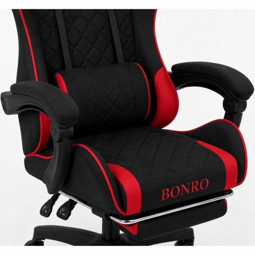Компьютерное кресло из ткани Bonro Core B-702 с подставкой для ног красное