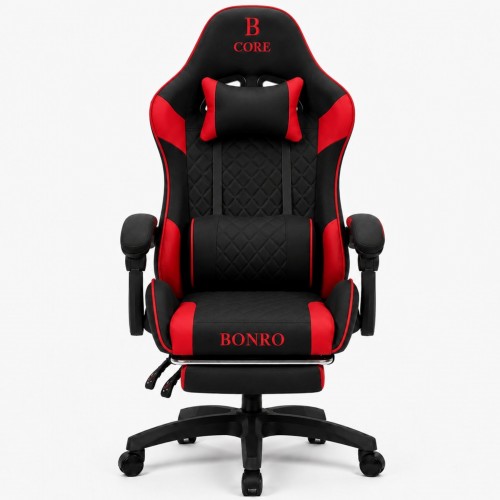 Компьютерное кресло из ткани Bonro Core B-702 с подставкой для ног красное