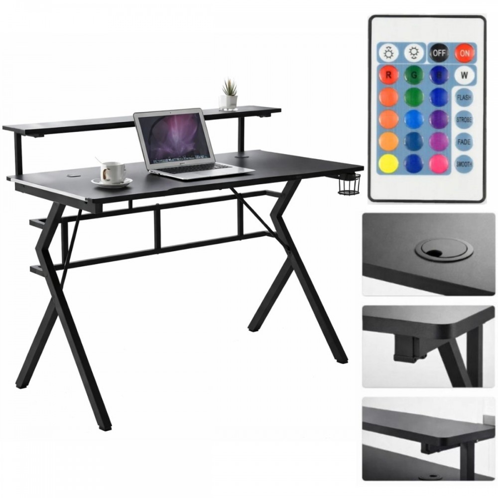 Геймерский игровой компьютерный стол 18 мм Bonro B-08 черный RGB LED