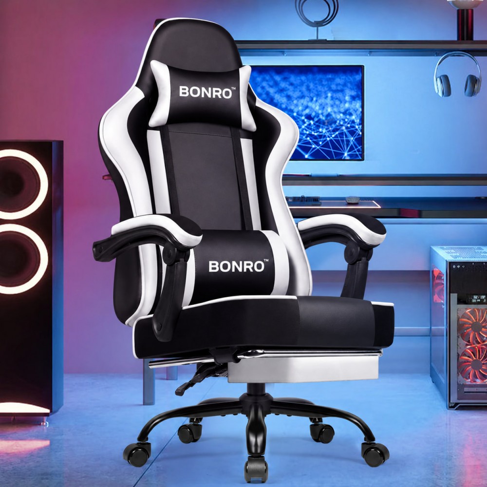 Крісло офісне з підставкою для ніг Bonro B-059 біле