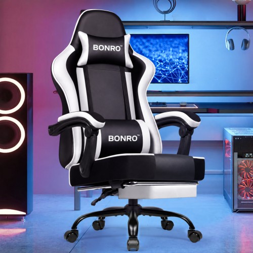 Крісло офісне з підставкою для ніг Bonro B-059 біле