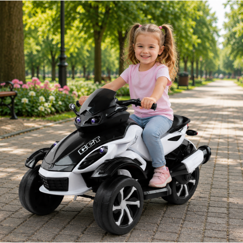 Детский электромотоцикл трицикл Spoko SP-610 белый